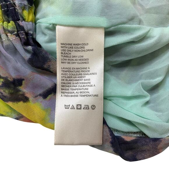 Free People Tie Shoulder Ruched Tank Top Abstract Print Multicolor L NWT - Picture 8 of 9